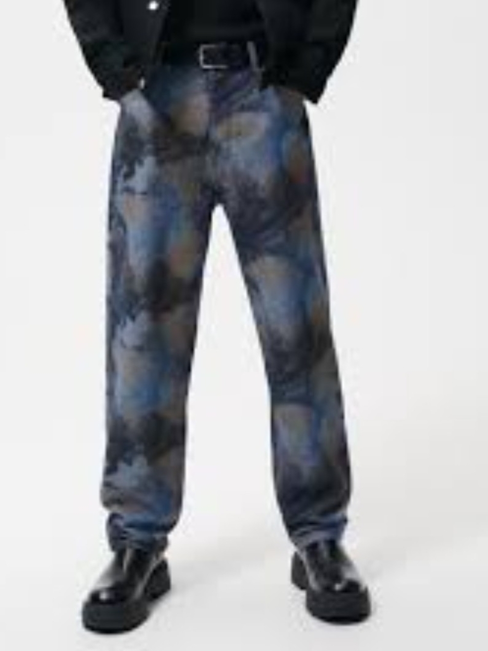 Zara Man Abstract Marble Print Marble-Print Relaxed Pants